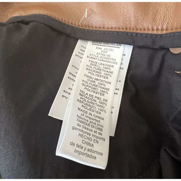 Good American Pants Women Sz 8/29 Burnt Caramel Faux Leather High Rise - Picture 9 of 9